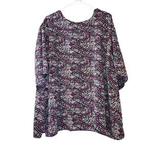 Maggie Barns Plus Size 5X Lightweight Blouse Gray/Pink